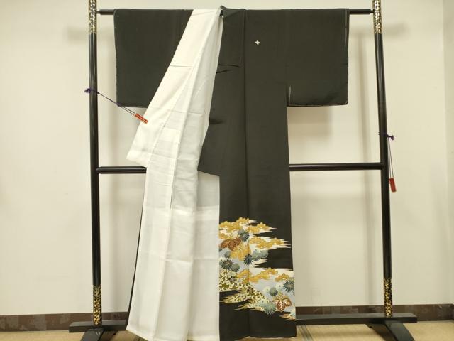 平和屋着物■豪華黒留袖　花松文　金彩　正絹　逸品　DABA6831op