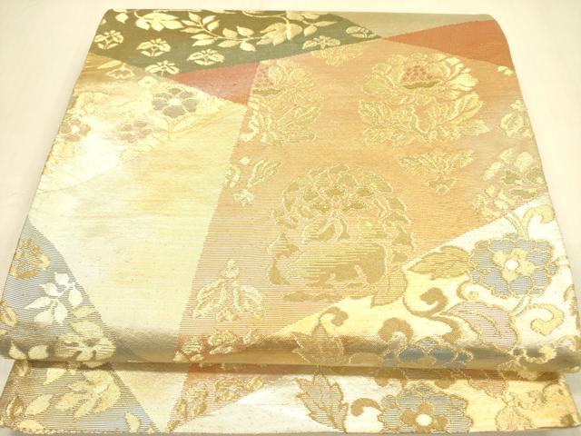 平和屋着物◎六通柄袋帯　鳳凰花文　金糸　引箔　正絹　逸品　DABA6943op