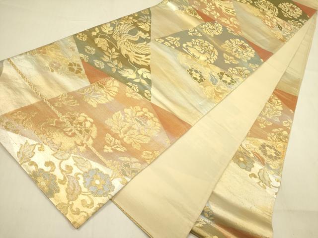 平和屋着物◎六通柄袋帯　鳳凰花文　金糸　引箔　正絹　逸品　DABA6943op