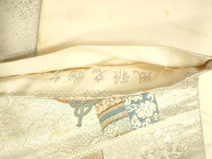 平和屋着物◎六通柄袋帯　唐織　風雅名物文　銀糸　正絹　逸品　DABA6944op