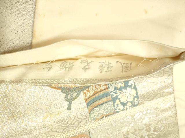 平和屋着物◎六通柄袋帯　唐織　風雅名物文　銀糸　正絹　逸品　DABA6944op