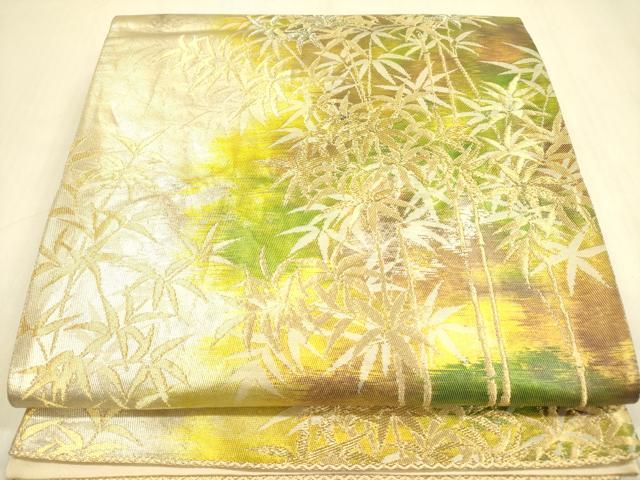 平和屋着物◎西陣　六通柄袋帯　笹竹文　金銀糸　正絹　逸品　DABA6950op