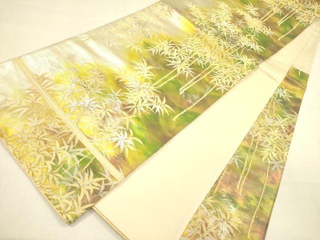 平和屋着物◎西陣　六通柄袋帯　笹竹文　金銀糸　正絹　逸品　DABA6950op