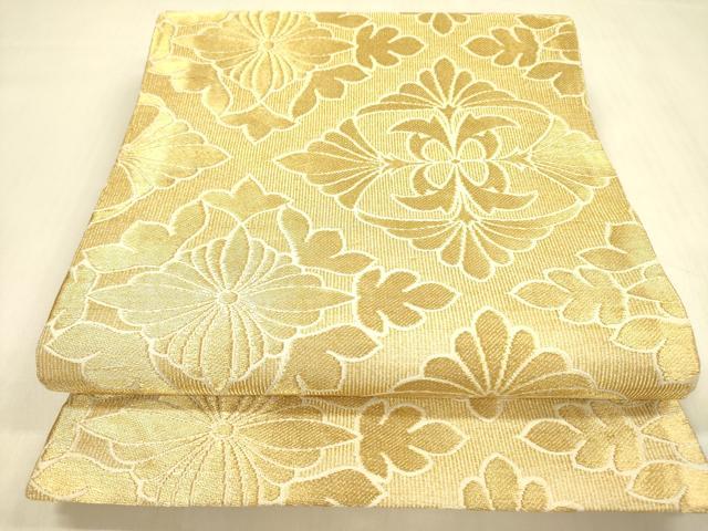 平和屋着物◎全通柄京袋帯　花菱文　金糸　正絹　逸品　DABA6952op