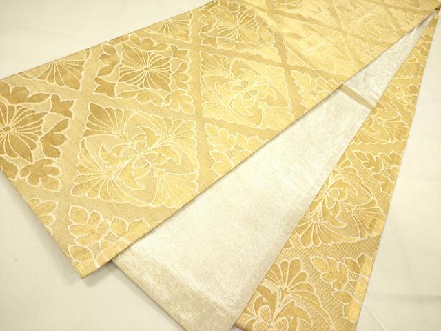平和屋着物◎全通柄京袋帯　花菱文　金糸　正絹　逸品　DABA6952op