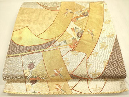 平和屋着物◎西陣の名門織元　いづくら謹製　六通柄袋帯　唐織　几帳鳳凰花文　金糸　正絹　逸品　DABA6954op