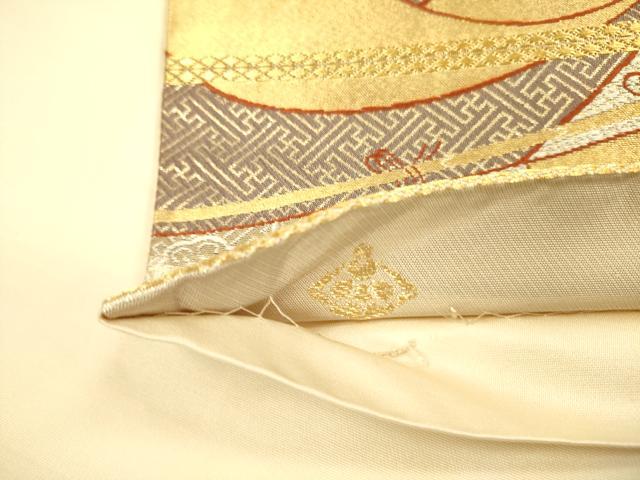 平和屋着物◎西陣の名門織元　いづくら謹製　六通柄袋帯　唐織　几帳鳳凰花文　金糸　正絹　逸品　DABA6954op