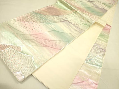 平和屋着物◎六通柄袋帯　唐織　舞蝶文　正絹　逸品　DABA6958op