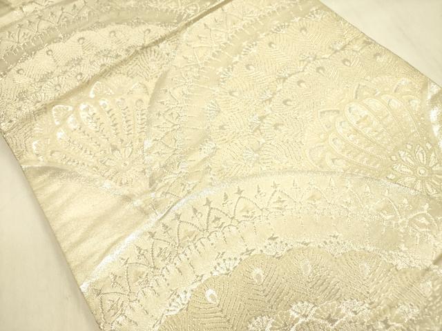 平和屋着物◎六通柄袋帯　花青海波　銀糸　正絹　逸品　DABA6966op
