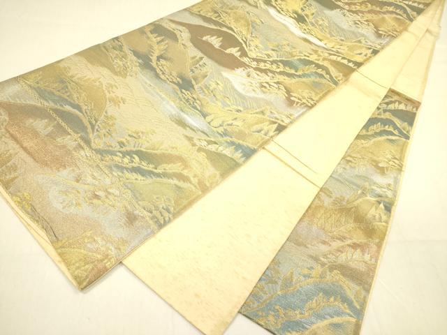 平和屋着物◎六通柄袋帯　風景文　金銀糸　正絹　逸品　DABA6969op