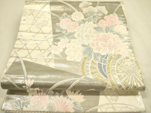 平和屋着物◎六通柄袋帯　唐織　京どんす　プラチナ箔二重織　正絹　逸品　DABA6970op