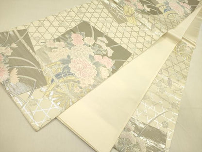 平和屋着物◎六通柄袋帯　唐織　京どんす　プラチナ箔二重織　正絹　逸品　DABA6970op