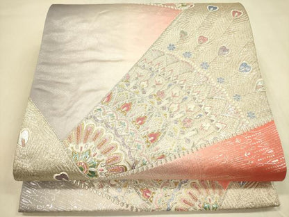平和屋着物◎六通柄袋帯　正倉院花羽文　金銀糸　正絹　逸品　DABA6989op