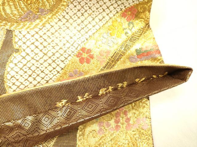 平和屋着物◎佐賀錦　六通柄袋帯　唐織　宝尽くし花鳥熨斗文　金糸　正絹　逸品　DABA6990op