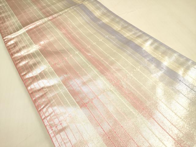 平和屋着物◎両面　六通柄袋帯　舞蝶文　金糸　ラメ糸　正絹　逸品　DABA6991op