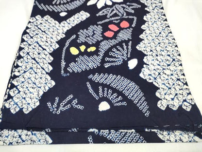 平和屋着物∴夏物 浴衣 有松鳴海絞 反物 着尺 扇面散らし 綿 逸品 未使用 DABA7012zzz