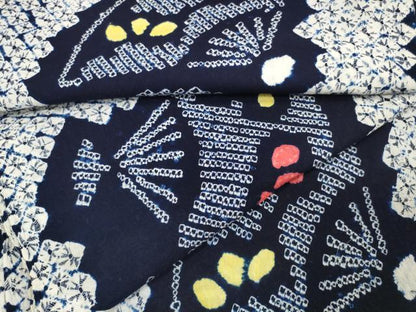 平和屋着物∴夏物 浴衣 有松鳴海絞 反物 着尺 扇面散らし 綿 逸品 未使用 DABA7012zzz