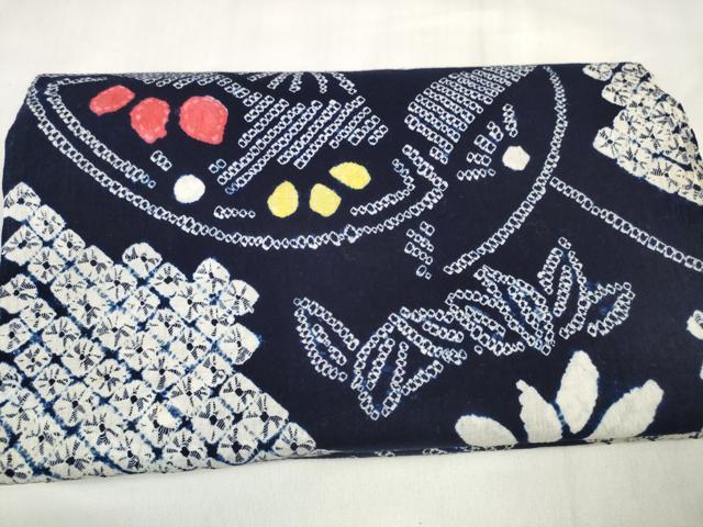 平和屋着物∴夏物 浴衣 有松鳴海絞 反物 着尺 扇面散らし 綿 逸品 未使用 DABA7012zzz