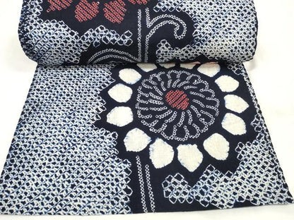 平和屋着物∴夏物 浴衣 有松鳴海絞 反物 着尺 向日葵 ひまわり 綿 逸品 未使用 DABA7015zzz