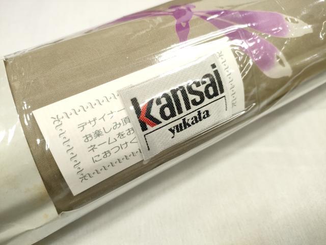 平和屋着物∴夏物 世界的ファッションデザイナー 山本寛斎 kansaiブランド 浴衣 反物 着尺 杜若に蜻蛉 綿 逸品 未使用 DABA7037zzz