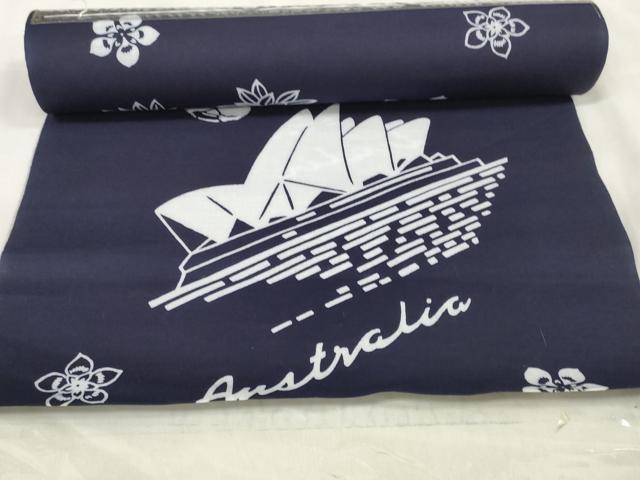平和屋着物∴夏物 浴衣 反物 着尺 オーストラリア オペラハウス コアラ 綿 逸品 未使用 DABA7039zzz