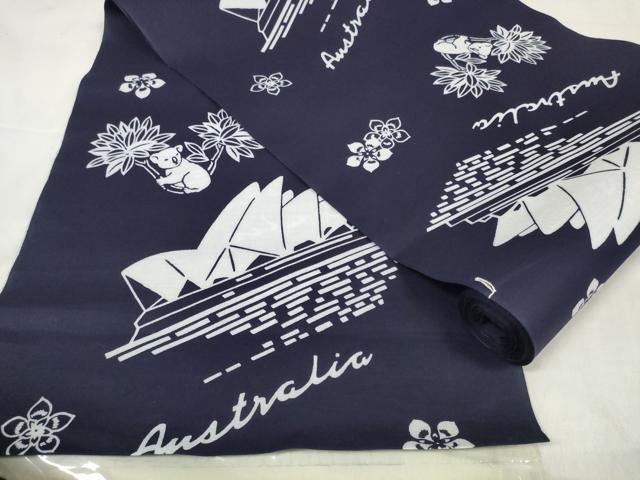 平和屋着物∴夏物 浴衣 反物 着尺 オーストラリア オペラハウス コアラ 綿 逸品 未使用 DABA7039zzz