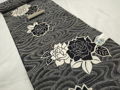 平和屋着物∴夏物 浴衣 反物 着尺 東京本染 秀峰浴衣 薔薇 バラ 綿 逸品 未使用 DABA7040zzz