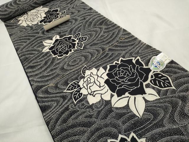 平和屋着物∴夏物 浴衣 反物 着尺 東京本染 秀峰浴衣 薔薇 バラ 綿 逸品 未使用 DABA7040zzz