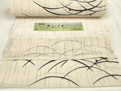 平和屋着物∴夏物　浴衣　反物　着尺　東京本染　さわらび　露芝文　源氏物語謹製　綿麻　逸品　未使用　DABA7044zzz