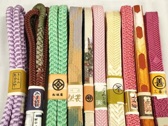 平和屋着物●和装小物　帯締め10本セット　手組紐　高麗組　笹浪組　金糸　松坂屋・阪急百貨店扱い　全て正絹　逸品　未使用　DABA7056zzz