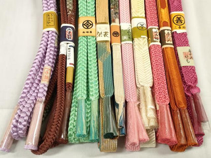 平和屋着物●和装小物　帯締め10本セット　手組紐　高麗組　笹浪組　金糸　松坂屋・阪急百貨店扱い　全て正絹　逸品　未使用　DABA7056zzz