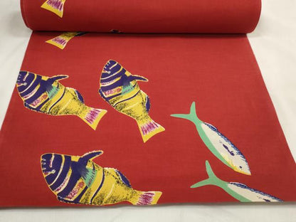 平和屋着物∴夏物 浴衣 反物 着尺 KENZO 高田賢三 魚 綿 逸品 未使用 DABA7081zzz