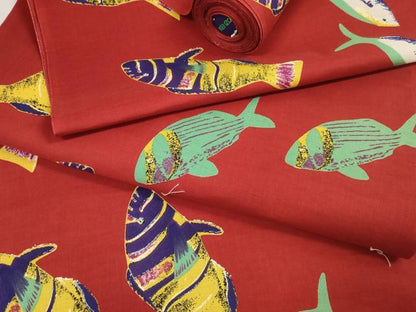 平和屋着物∴夏物 浴衣 反物 着尺 KENZO 高田賢三 魚 綿 逸品 未使用 DABA7081zzz