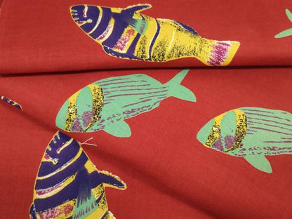 平和屋着物∴夏物 浴衣 反物 着尺 KENZO 高田賢三 魚 綿 逸品 未使用 DABA7081zzz