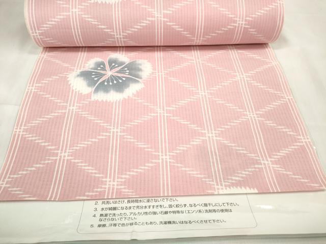 平和屋着物∴夏物 浴衣 反物 着尺 撫子 綿 逸品 未使用 DABA7083zzz