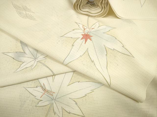 平和屋着物＊夏物　小紋　反物　着尺　絽　楓に蜻蛉　洗える着物　未使用　DABA7089zzz 平和屋着物＊夏物 小紋 反物 着尺 絽 楓に蜻蛉 洗える着物 未使用