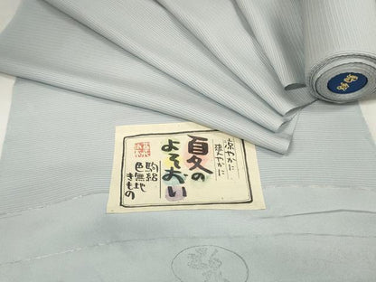 平和屋着物＊夏物 色無地 反物 着尺 駒絽 五泉 草木染 淡藤色 逸品 未使用 DABA7093zzz