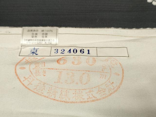 平和屋着物＊夏物　小紋　反物　着尺　絽　冊子花文　黒地　逸品　未使用　DABA7094zzz