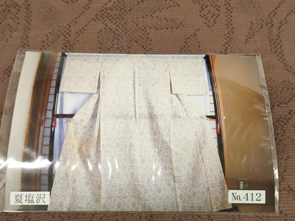 平和屋着物＊夏物 本塩沢 夏塩沢 解き反物 花唐草文 写真付き 逸品 DABA7102zzz