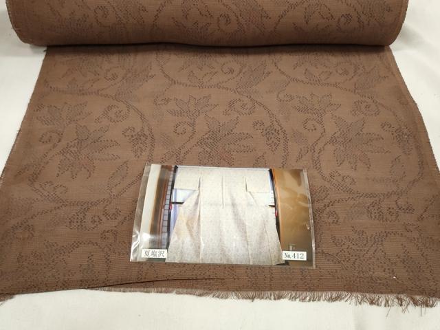 平和屋着物＊夏物 本塩沢 夏塩沢 解き反物 花唐草文 写真付き