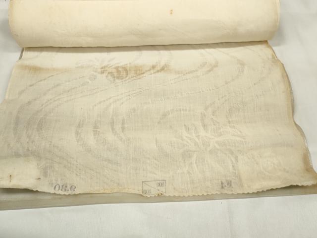 平和屋着物＊夏物　長襦袢　反物　着尺　本麻翆紗　流水菖蒲紋紗　小千谷織物謹製　麻　逸品　未使用　DABA7115zzz