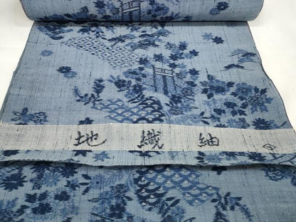 平和屋着物＊夏物 東京の老舗呉服問屋 菱一 地織紬 反物 着尺 茶屋辻 小千谷織物謹製 証紙付き 逸品 未使用 DABA7120zzz