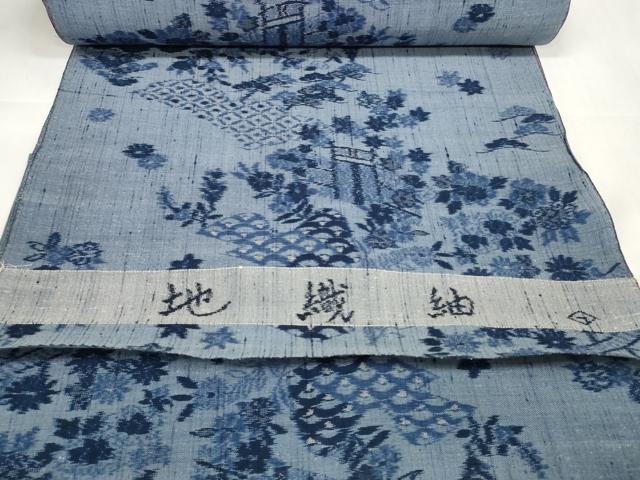 平和屋着物＊夏物 東京の老舗呉服問屋 菱一 地織紬 反物 着尺 茶屋辻 小千谷織物謹製 証紙付き 逸品 未使用 DABA7120zzz