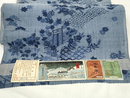 平和屋着物＊夏物 東京の老舗呉服問屋 菱一 地織紬 反物 着尺 茶屋辻 小千谷織物謹製 証紙付き 逸品 未使用 DABA7120zzz