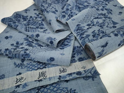 平和屋着物＊夏物 東京の老舗呉服問屋 菱一 地織紬 反物 着尺 茶屋辻 小千谷織物謹製 証紙付き 逸品 未使用 DABA7120zzz