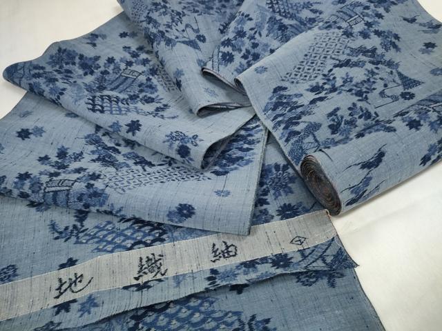 平和屋着物＊夏物 東京の老舗呉服問屋 菱一 地織紬 反物 着尺 茶屋辻 小千谷織物謹製 証紙付き 逸品 未使用 DABA7120zzz