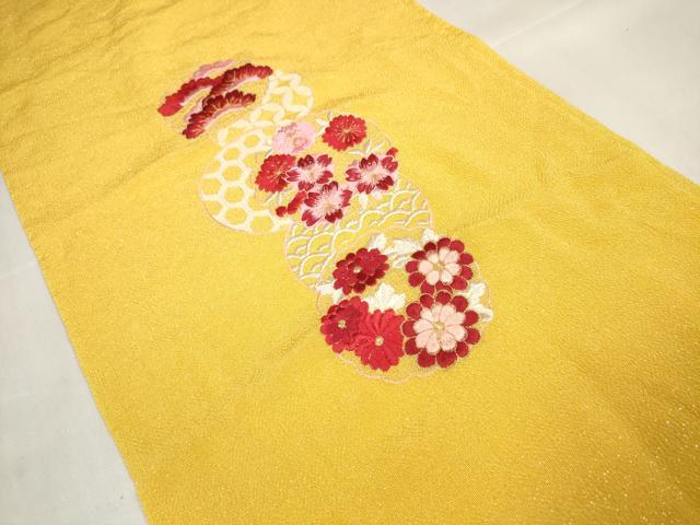 平和屋着物○和装小物 帯締め・帯揚げセット 作家物 振袖用 刺繍 花丸