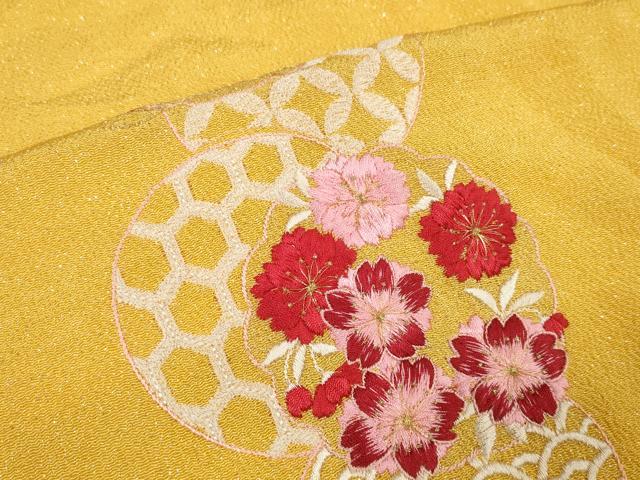 平和屋着物○和装小物 帯締め・帯揚げセット 作家物 振袖用 刺繍 花丸