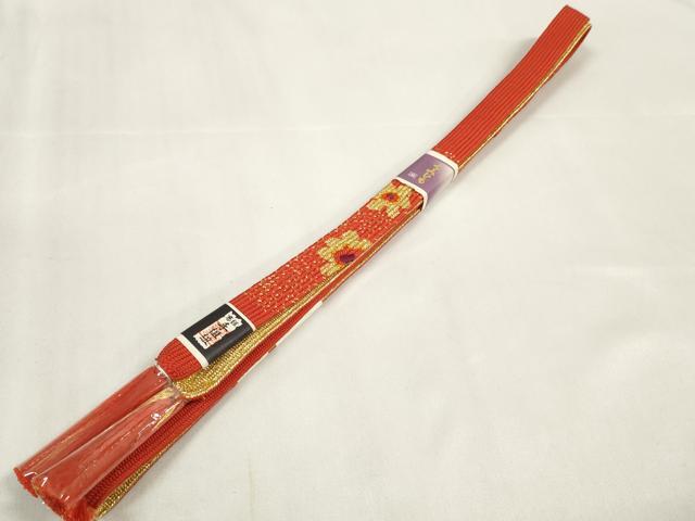 平和屋着物●和装小物　帯締め・帯揚げセット　振袖用　舞花文　組紐　高麗組　金糸　逸品　未使用　DABA7131zzz