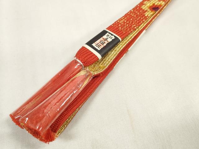 平和屋着物●和装小物　帯締め・帯揚げセット　振袖用　舞花文　組紐　高麗組　金糸　逸品　未使用　DABA7131zzz